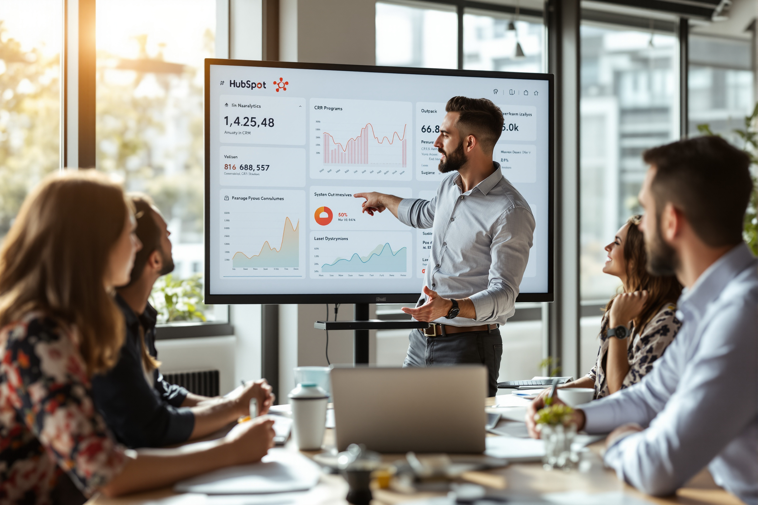 B2B-Vertriebsteam in deutschem Büro bei der Arbeit an einer HubSpot-Outreach-Strategie für GovTech B2B-Vertriebsteam in deutschem Büro bei der Arbeit an einer HubSpot-Outreach-Strategie für GovTech