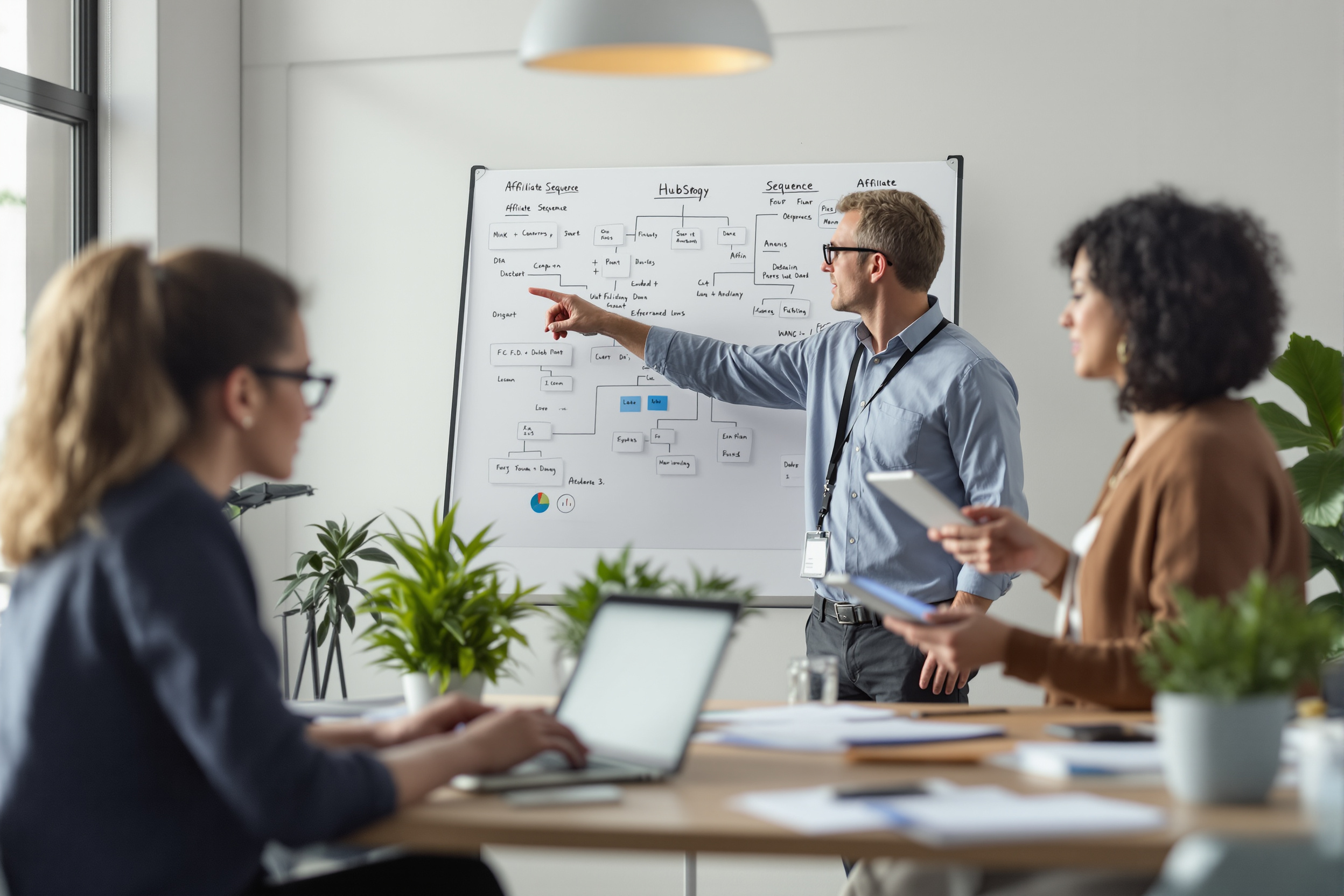 Team arbeitet an HubSpot‑Sequenzen zur Affiliate‑Rekrutierung in modernem Büro. Team arbeitet an HubSpot‑Sequenzen zur Affiliate‑Rekrutierung in modernem Büro.