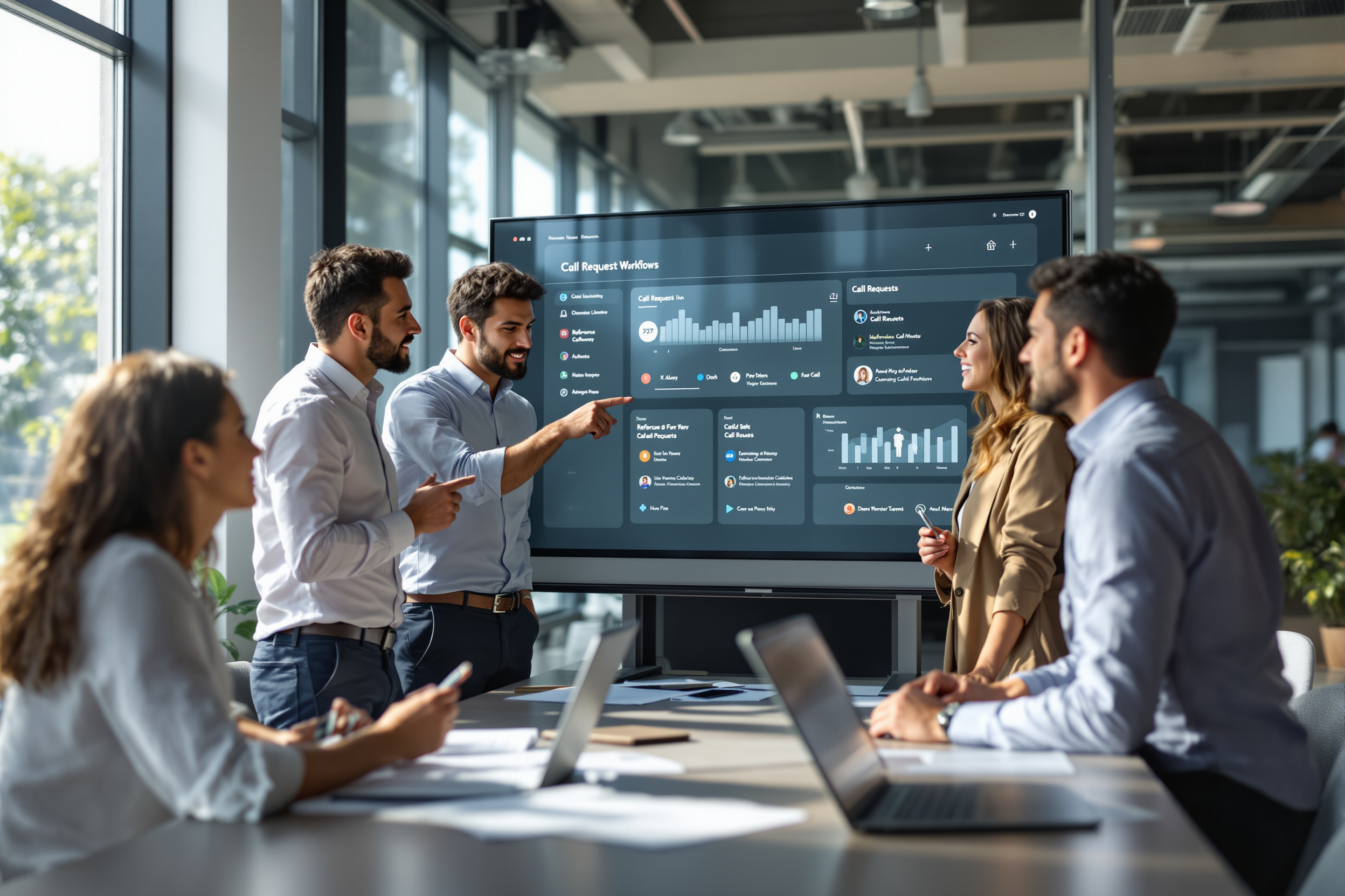 Vertriebsteam arbeitet an einem HubSpot-Dashboard, um Referenzanfragen zu systematisieren. Vertriebsteam arbeitet an einem HubSpot-Dashboard, um Referenzanfragen zu systematisieren.