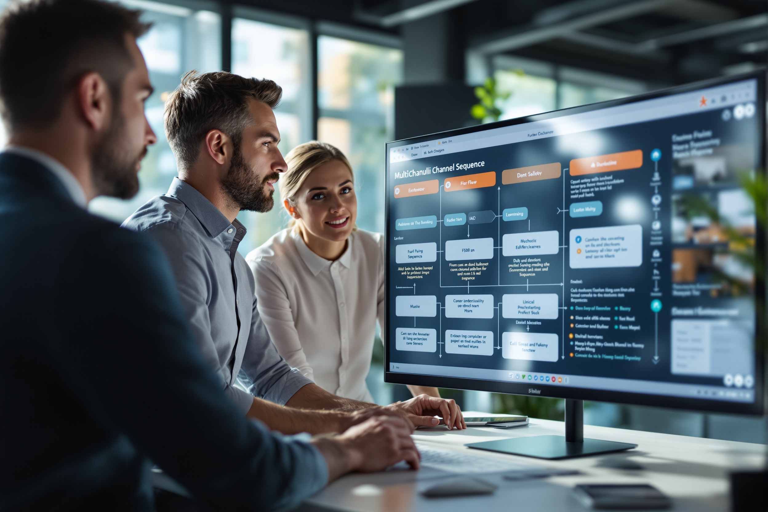 B2B‑Vertriebsteam überprüft HubSpot Multichannel‑Sequenzen in einem Büro der DACH‑Region. B2B‑Vertriebsteam überprüft HubSpot Multichannel‑Sequenzen in einem Büro der DACH‑Region.