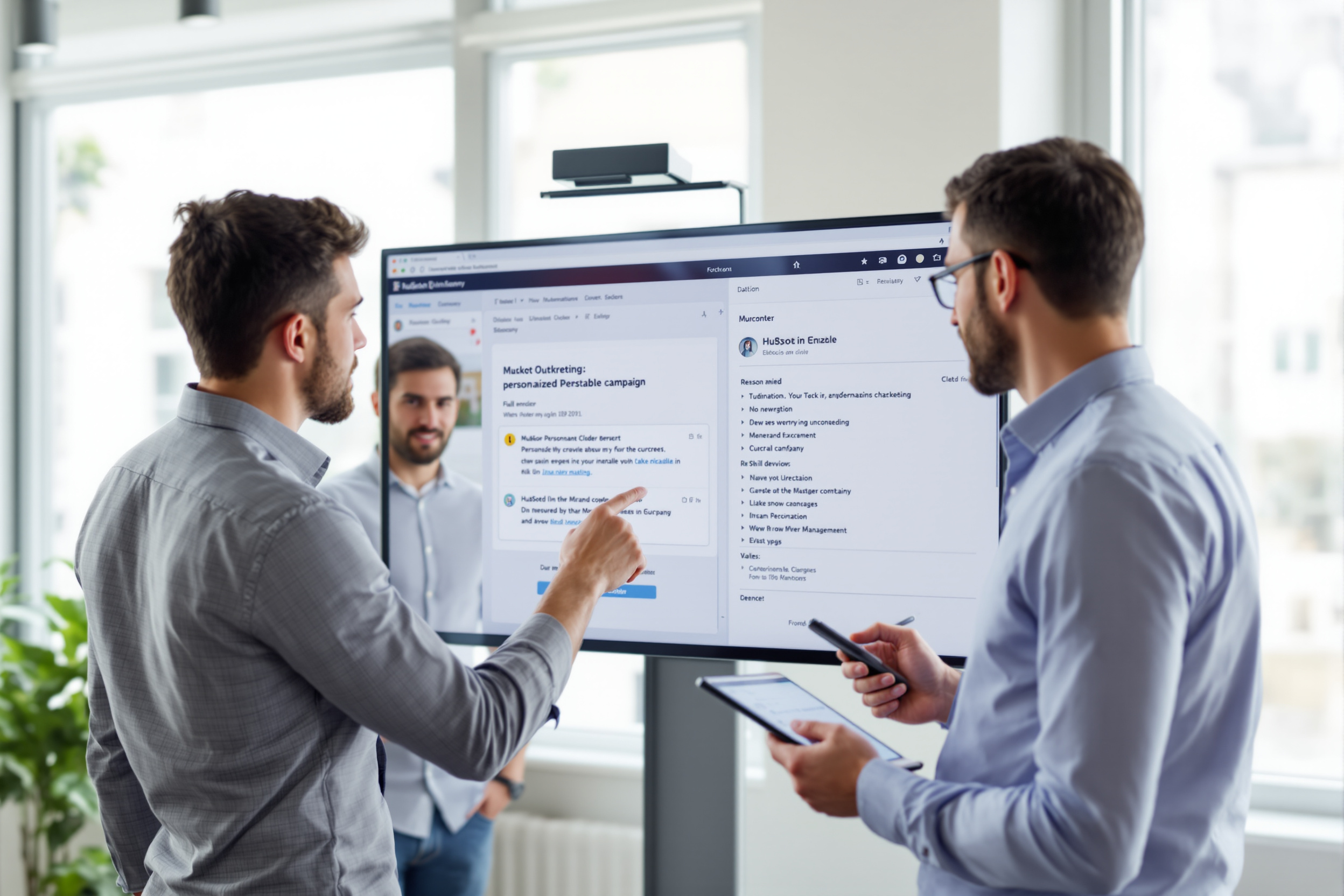 Vertriebsteam bei personalisierter HubSpot-Outreach-Kampagne in modernem Büro mit erhöhten Antwortraten Vertriebsteam bei personalisierter HubSpot-Outreach-Kampagne in modernem Büro mit erhöhten Antwortraten