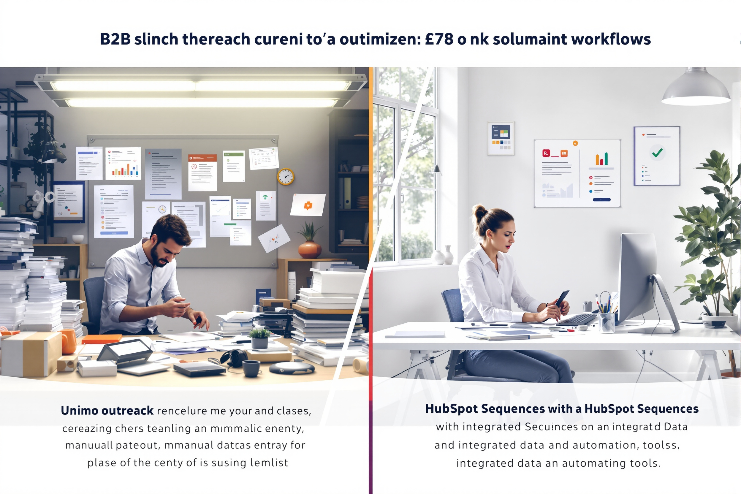 Vergleich von Lemlist und HubSpot Sequences für B2B-Outreach, ineffiziente vs effiziente Workflows Vergleich von Lemlist und HubSpot Sequences für B2B-Outreach, ineffiziente vs effiziente Workflows