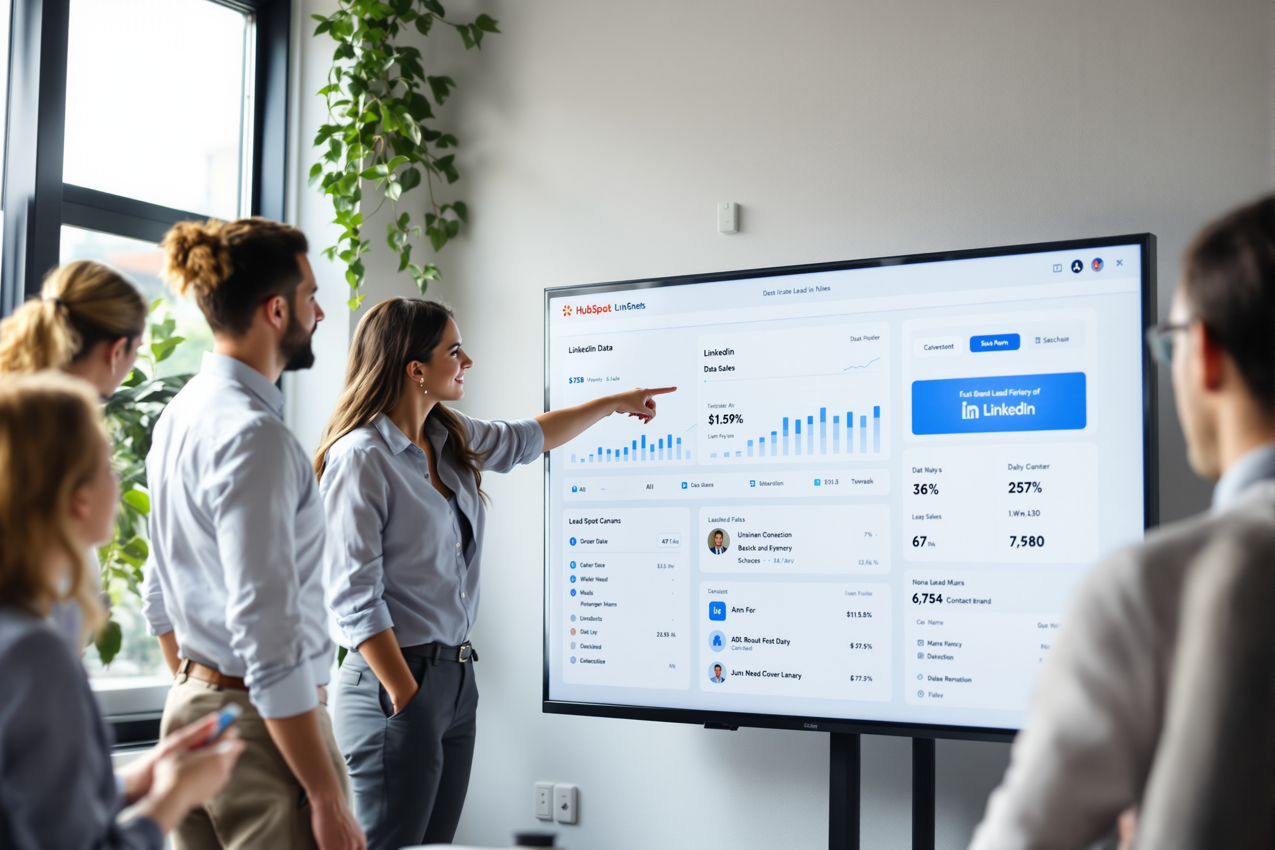 B2B‑Vertriebsteam analysiert HubSpot‑Daten, angereichert mit LinkedIn‑Brancheneinblicken. B2B‑Vertriebsteam analysiert HubSpot‑Daten, angereichert mit LinkedIn‑Brancheneinblicken.