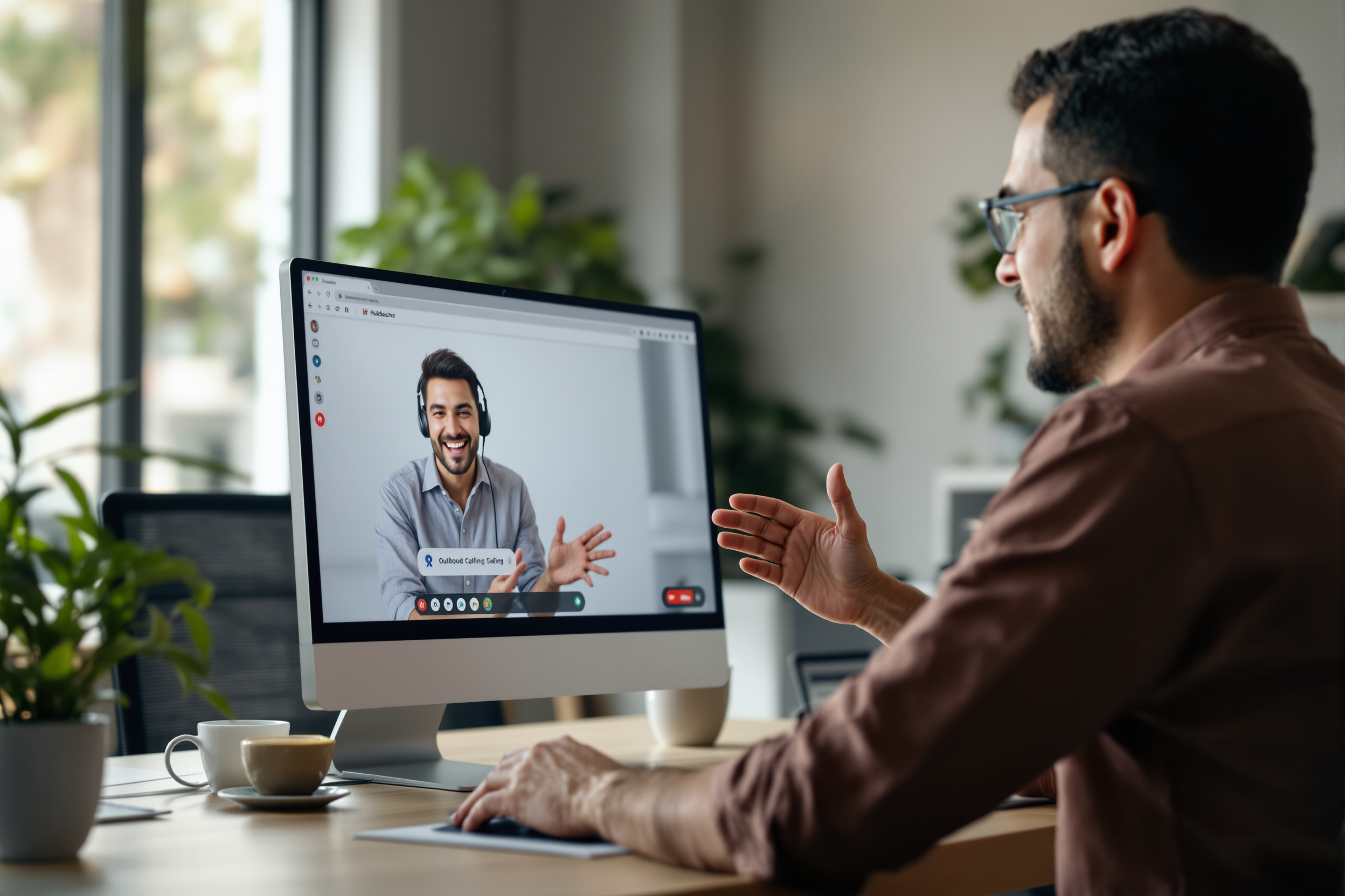 Vertriebsmitarbeiter nutzt HubSpot Outbound Calling AI, um mit einem Kunden in Kontakt zu treten. Vertriebsmitarbeiter nutzt HubSpot Outbound Calling AI, um mit einem Kunden in Kontakt zu treten.